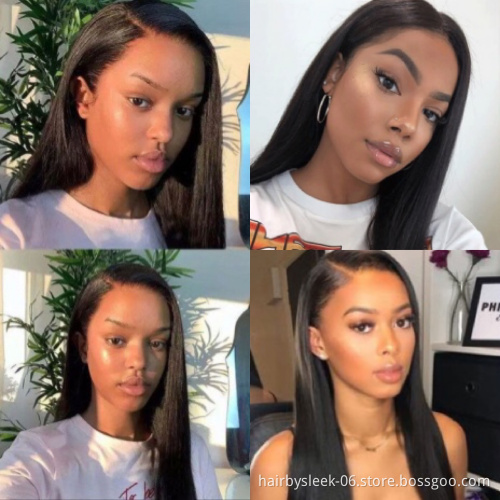 Wholesale Vendors side part Straight Pre Plucked with Natural Baby Hair Lace Frontal Wig human hair lace front human Hair Wigs